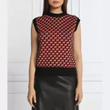 Жилет стандартного кроя в клетку с добавлением шерсти Marella, красный