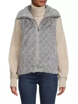 Жилет Стеганый Marc Valvo Carmen из искусственного меха, tin