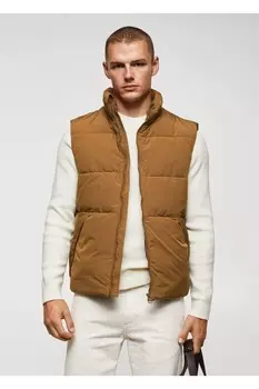 Жилет стеганый водоотталкивающий Mango, коричневый