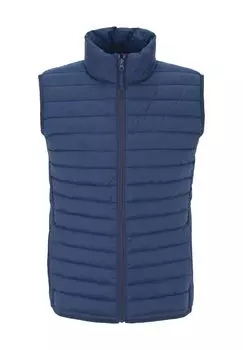 Жилет стеганый, воротник стойка, карманы на молнии, мужской Galeria, темно-синий