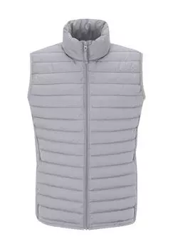 Жилет стеганый, воротник стойка, карманы на молнии, мужской Galeria, цвет Grey Melange