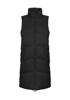 Жилет стеганый, воротник стойка, однотонный, женский VERO MODA, черный