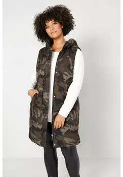 Жилет STEPP STRAIGHT FIT CAMOUFLAGE ZIPPER SEITENSCHLITZE Angel of Style, оливковый