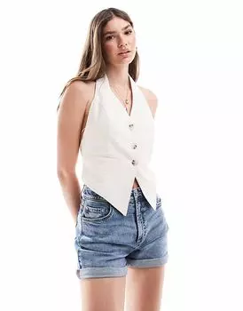 Жилет Stradivarius из искусственного льна с завязкой в камне