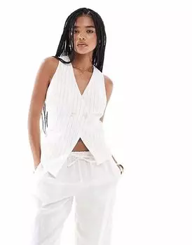 Жилет Stradivarius с открытой спиной и завязками в белую полоску