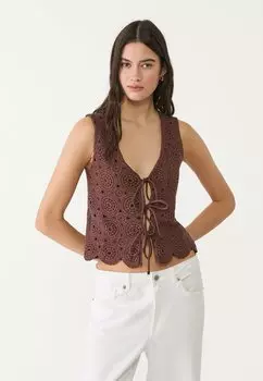 Жилет Stradivarius, темно-коричневый