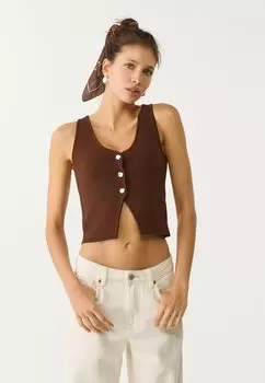 Жилет Stradivarius, темно-коричневый