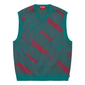 Жилет stripe sweater vest 'green red' Supreme, зеленый