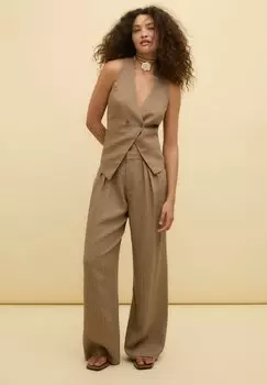 Жилет STRIPED ASYMMETRIC Stradivarius, цвет Mottled Light Brown