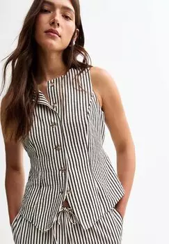 Жилет STRIPED CREW NECK New Look, черный