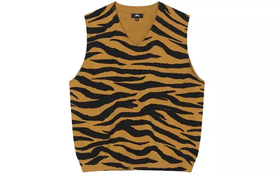 Жилет Stssy с тигровым принтом и V-образным вырезом Stussy, желтый