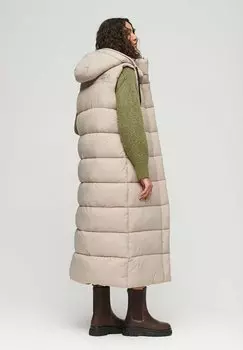 Жилет Superdry ДЛИННЫЙ ЖИЛЕТ ИЗ РИПСТОПА С КАПЮШОНОМ, цвет warm grey grid
