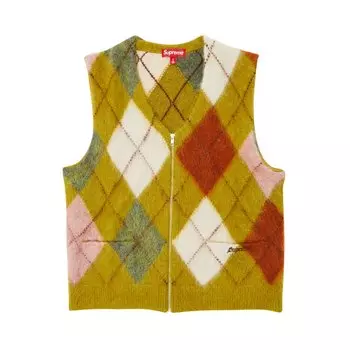 Жилет Supreme Brushed Argyle Zip Up Vest, желтый