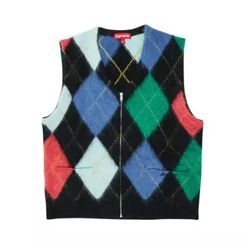 Жилет Supreme Brushed Argyle Zip Up Vest, черный