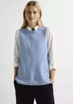 Жилет-свитер Cecil, вязаный в рубчик, синий