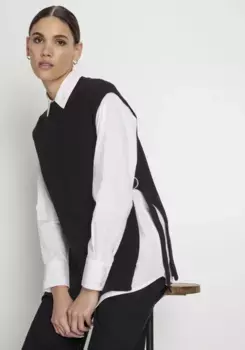 Жилет-свитер HECHTER PARIS с боковыми пряжками - НОВАЯ КОЛЛЕКЦИЯ, цвет Black Solid