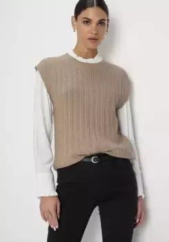 Жилет-свитер HECHTER PARIS с вязаным узором - НОВАЯ КОЛЛЕКЦИЯ, цвет Sand Melange