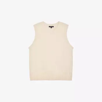 Жилет-Свитер из эластичной трикотажной пряжи с ребристым воротником «намасте» Soeur, экрю