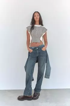 Жилет-свитер из косовой вязки ZARA, разноцветный