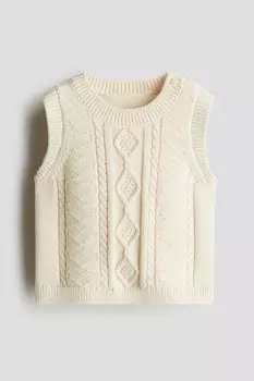 Жилет-Свитер косой вязки H&M, бежевый