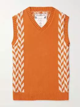 Жилет-свитер Manaia Slim-Fit Intarsia из хлопка Manaaki, апельсиновый
