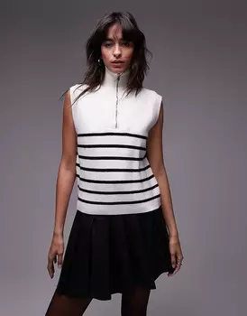 Жилет-свитер Mango белого цвета на короткой молнии