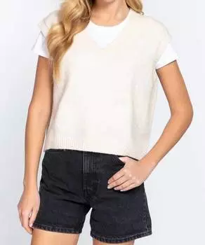 Жилет-свитер с V-образным вырезом цвета слоновой кости Active Basic