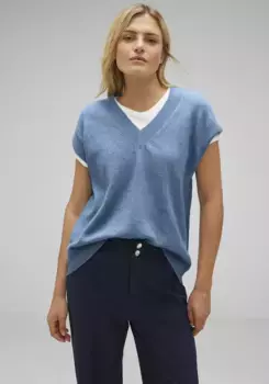 Жилет-свитер STREET ONE, меланжевый, цвет Satin Blue