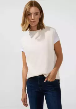 Жилет-свитер STREET ONE с водолазкой, кремовый