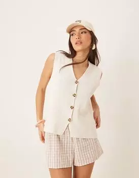 Жилет свободного кроя ASOS DESIGN из трикотажного полотна кремового цвета