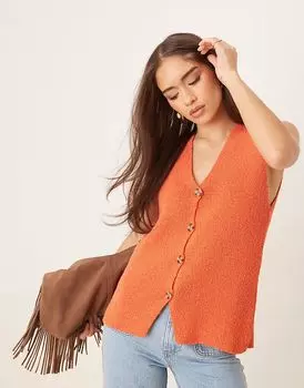 Жилет свободного кроя ASOS DESIGN из трикотажного полотна оранжевого цвета