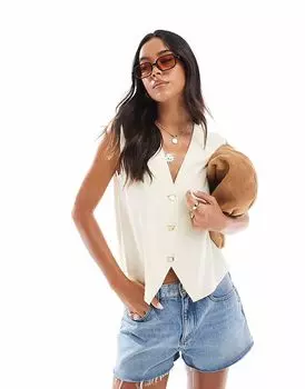 Жилет свободного кроя ASOS DESIGN кремового цвета