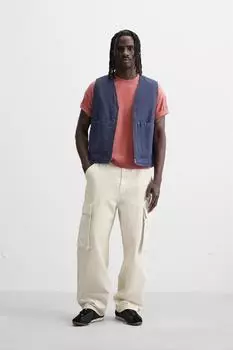 Жилет свободного покроя ZARA, синий