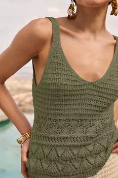 Жилет связанный крючком Love & Roses, зеленый