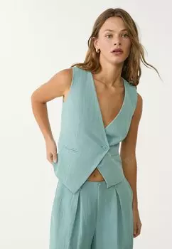 Жилет TEXTURED ASYMMETRIC Stradivarius, бирюзовый