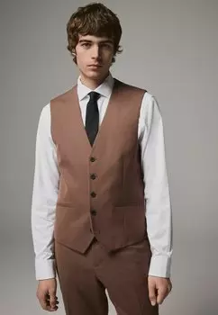 Жилет TEXTURED REGULAR FIT Next, коричневый