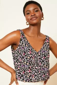 Жилет тканый с V образным вырезом и V образной спинкой Love & Roses, черный