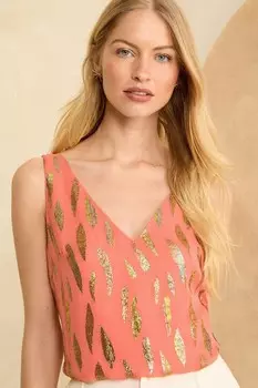 Жилет тканый с V образным вырезом и V образной спинкой Love & Roses, розовый