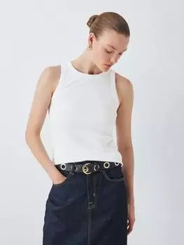 Жилет-топ из органического хлопка в рубчик John Lewis, белый