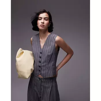 Жилет Topshop Striped Fitted, серый