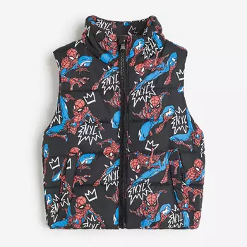 Жилет утепленный H&M Kids Printed Puffer Spider-Man, черный
