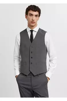 Жилет узкого кроя Mango, серый