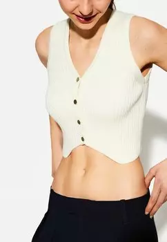 Жилет V-NECK Bershka, бежевый