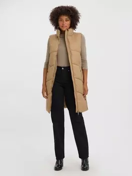 Жилет Vero Moda Lange Puffer Weste Wattierte bergangsjacke ohne rmel VMUPPSALA, бежевый