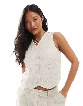 Жилет Vero Moda Petite, приталенный в цвете овсянки