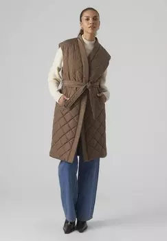 Жилет Vmligagold Long Waistcoat Boos Vero Moda, цвет chocolate chip