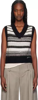 Жилет в белую полоску GANNI, черный