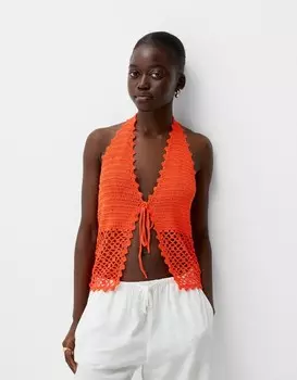 Жилет в деревенском стиле с халтером Bershka, красный