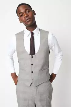 Жилет в клетку строгого кроя Burton, нейтральный