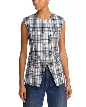 Жилет в клетку «Тамара» Veronica Beard, слоновая кость/кремовый